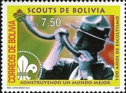 Colnect-1411-784-Baden-Powell-blowing-his-Kudu-Horn.jpg
