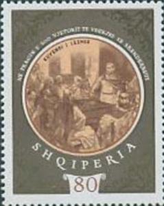 Colnect-1411-388-Skanderbeg-addressing-League-of-Lezh%C3%AB-1444.jpg